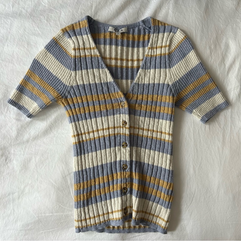 Glencrest Button-Front Sweater Tee In Stripe | Ma… - image 4